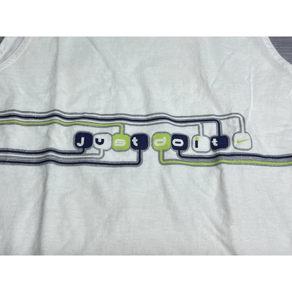 Vintage Nike Tank Top Just Do It Sleeveless T-Shirt Size M Cyber‎ Y2K Sporty Tee